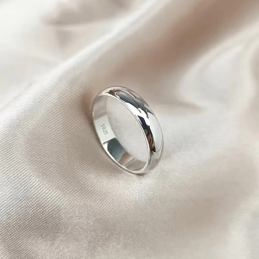 Men’s solid 925 sterling silver 4mm classic dome wedding band NWT 9